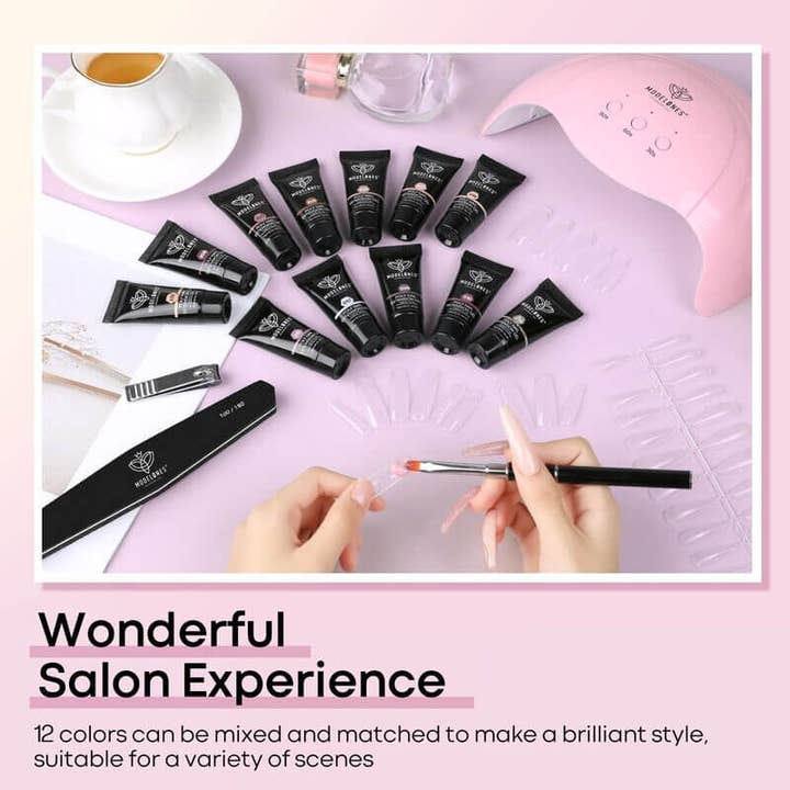 Modelones - Wholesale Nail Polish Set - Glamour Queen - 12 Colors Poly Nail Gel Set4