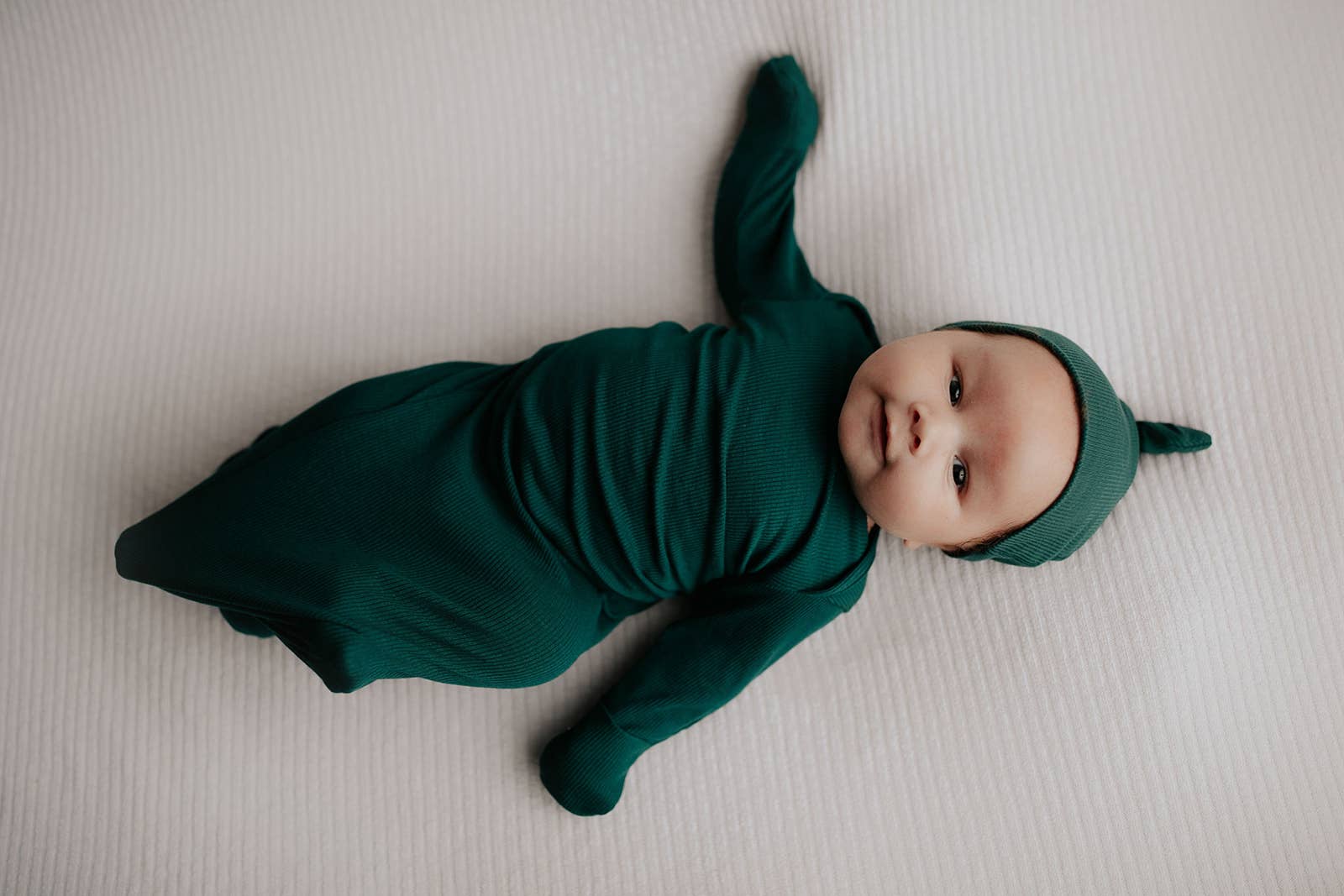 Three Little Tots - Wholesale Babygown - Baby - Forest Green Ribbed Knotted Newborn Baby Gown Sleepwear12