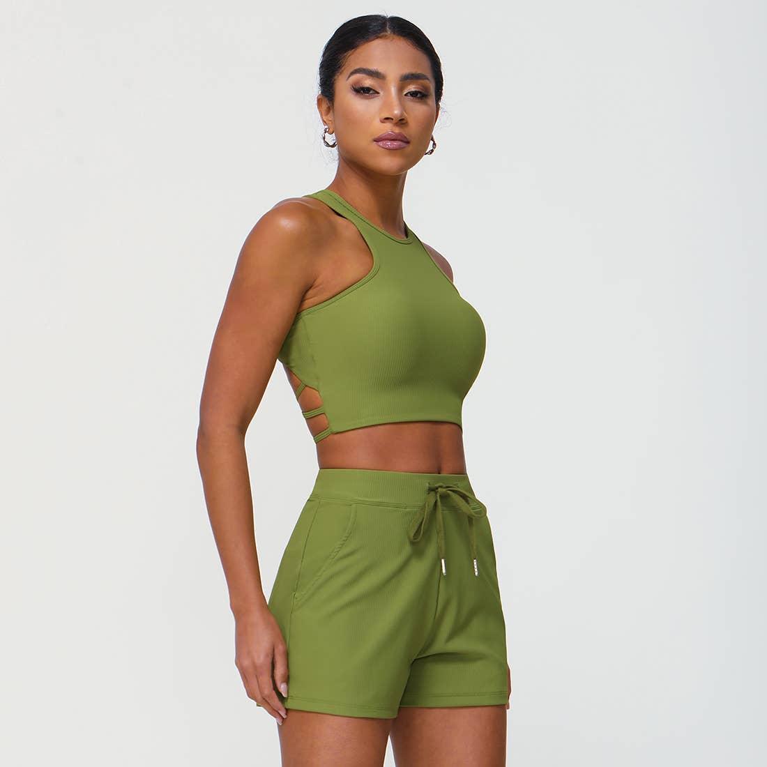 Sodalemon - Wholesale Activewear Set - Women's - Full Coverage High Intensity Sports Bra & Drawstring Shorts5