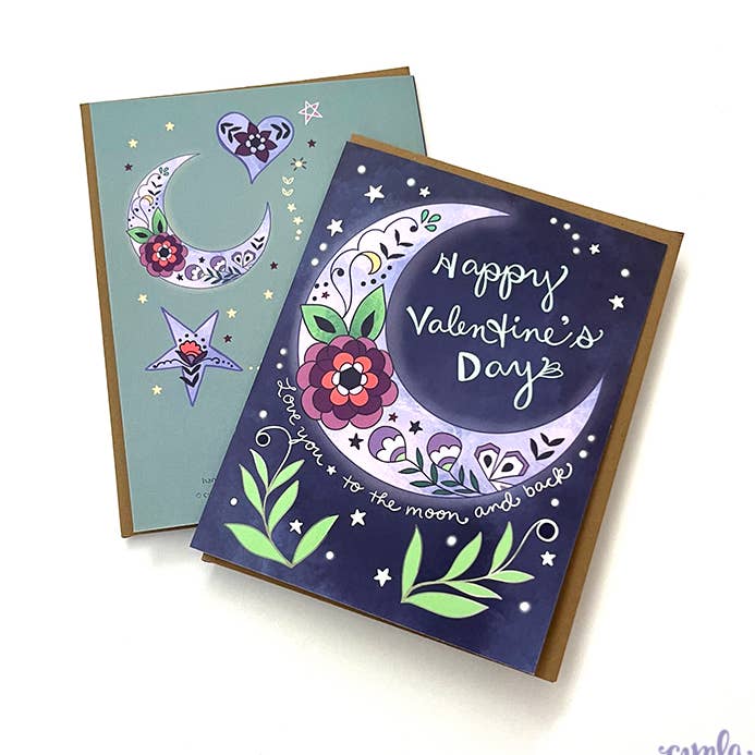 Valentine's Day Moon card - love you to the moon and back for wholesale by Cynla
