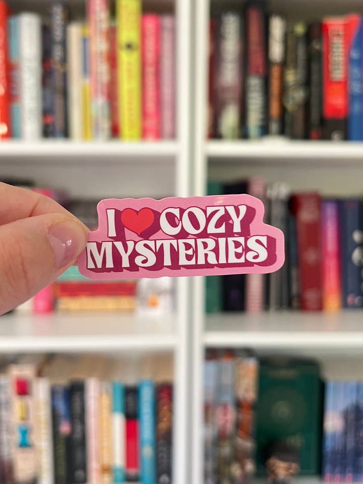 I Heart Cozy Mysteries Mini Sticker for wholesale by Chapter & Claw Studio