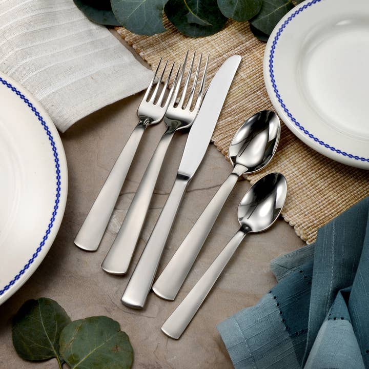 Liberty Tabletop - Wholesale Flatware Set - Satin America 60 Piece Silverware Set Made in USA