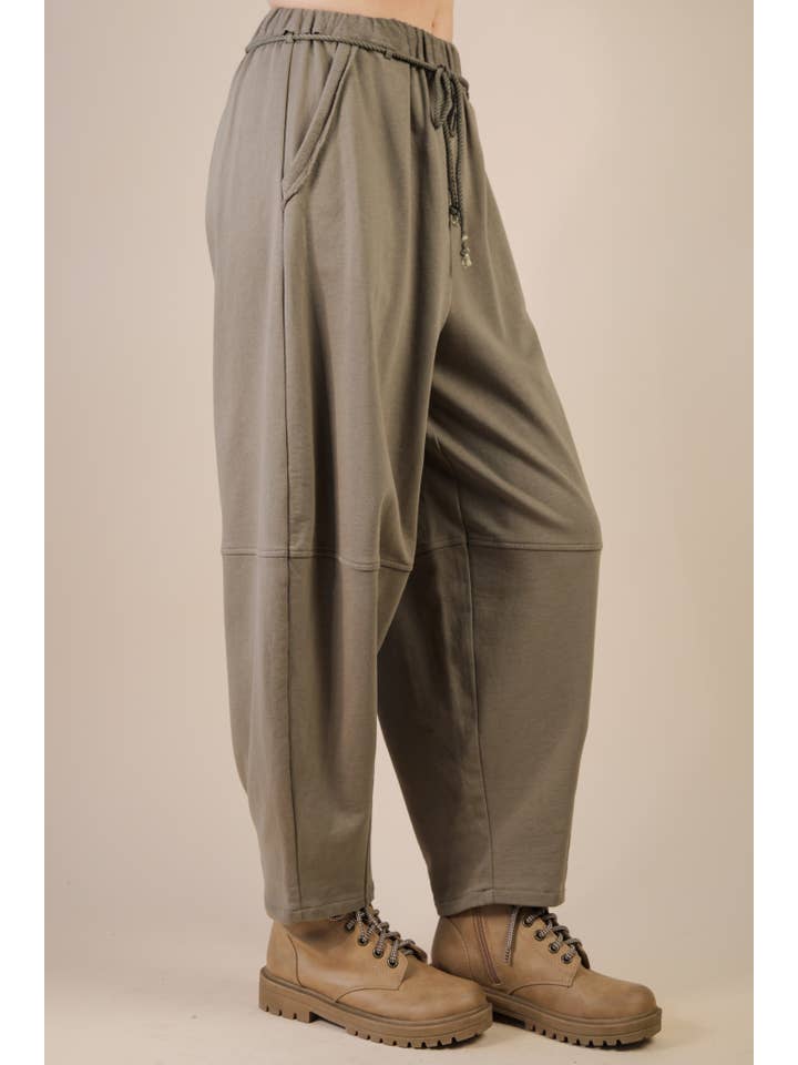 VERY J - Wholesale Pants - Women's - NP70814-Braid Waist Strip Barrel Pants6