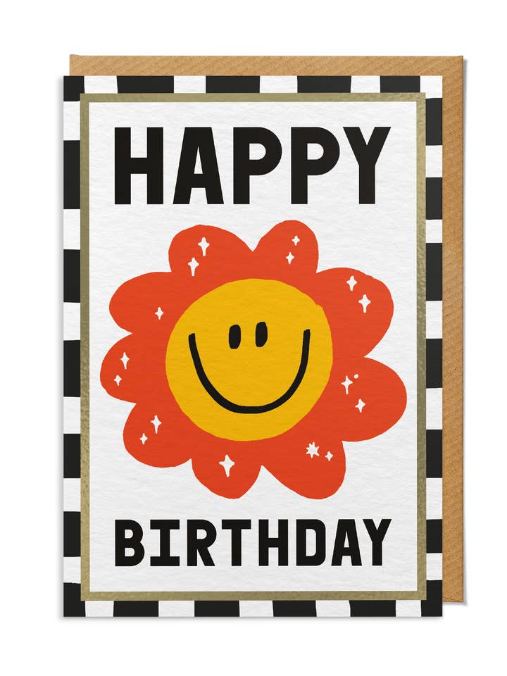 Birthday Card — "Happy Birthday" Smiling Flower for wholesale by SANDERS DE ROEPER