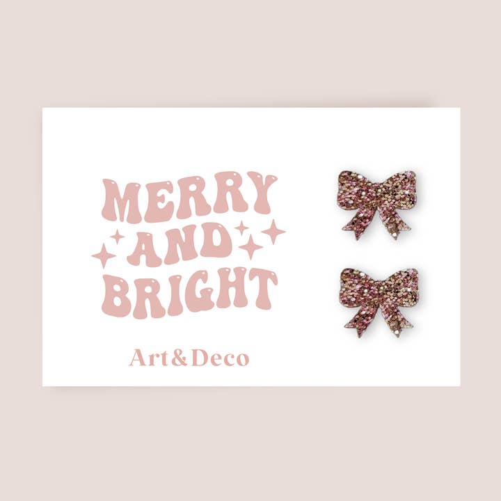 Holiday Rosegold Bows Earring Studs for wholesale by Art and Deco Shop