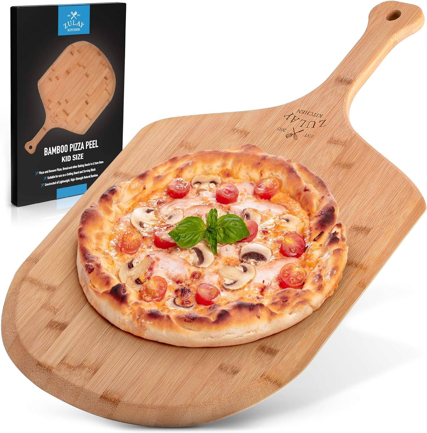 Zulay Kitchen - Wholesale Pizza Wheel - Bamboo Pizza Paddle1