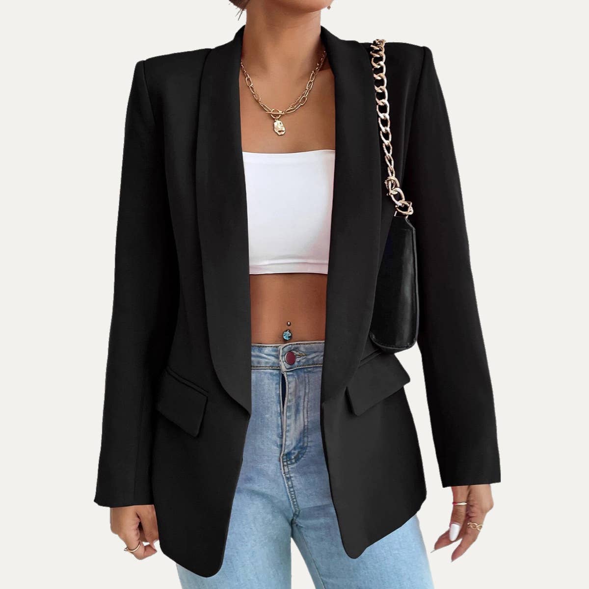 The Moment Collection - Vente Blazer – femme - Blazer intemporel uni à manches longues et col ouvert7