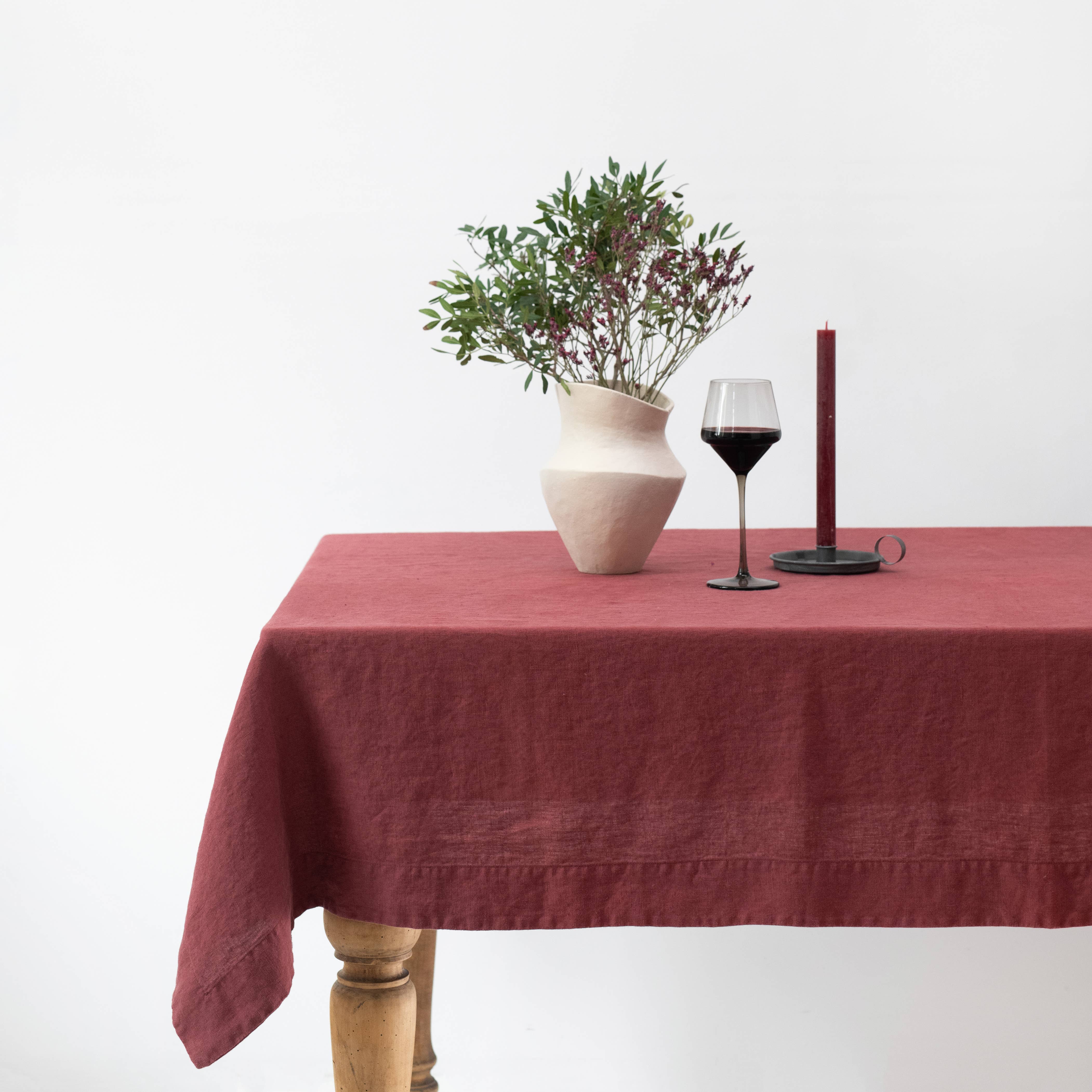 Linen Tales (We cover U.S. import duties) - Wholesale Tablecloth - Marsala Linen Tablecloth0