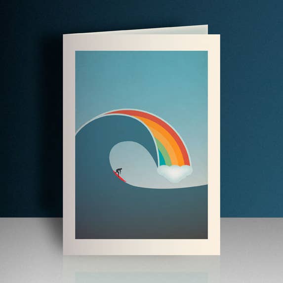 Rainbow Surf Greeting Card for wholesale by The Single Fin Collective
