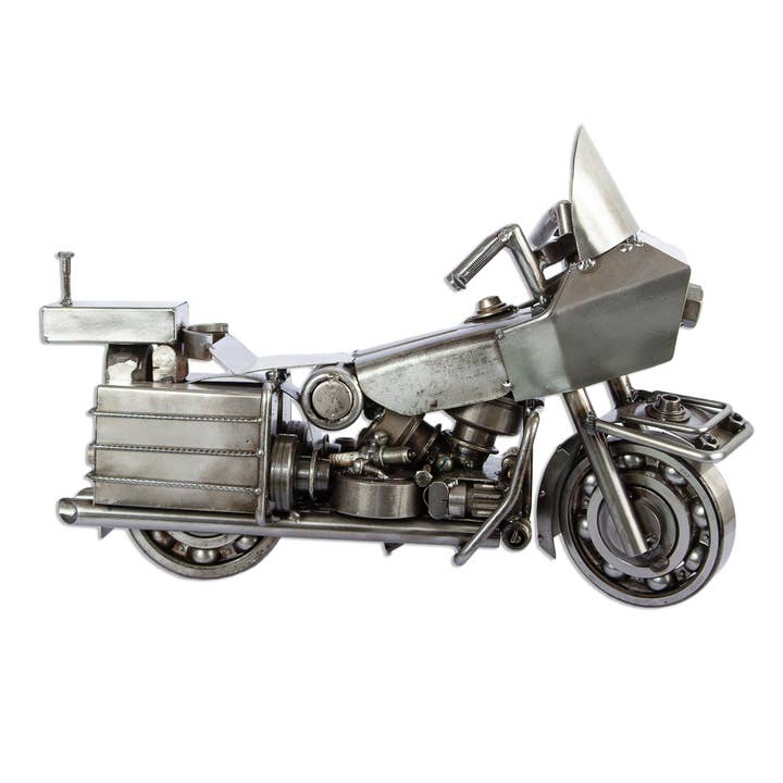 Novica Handmade Rustic Motorcycle Recycled Parts Sculpture for wholesale by NOVICA
