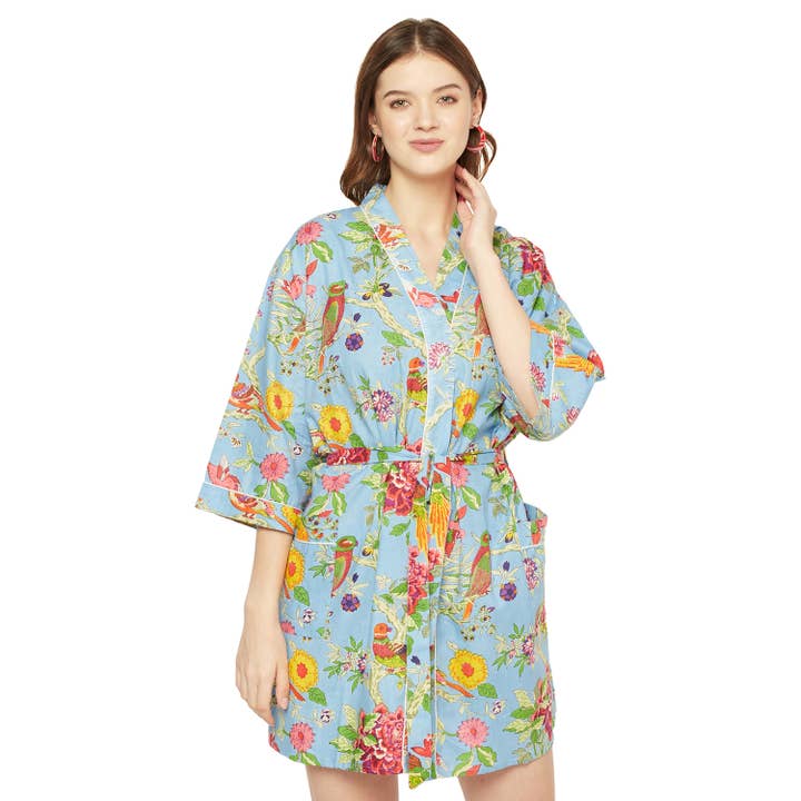 Linen Connections - Wholesale Robe - Women's - Kimono Cotton Kimono Bathrobe Frida Valentines Day GiftBird