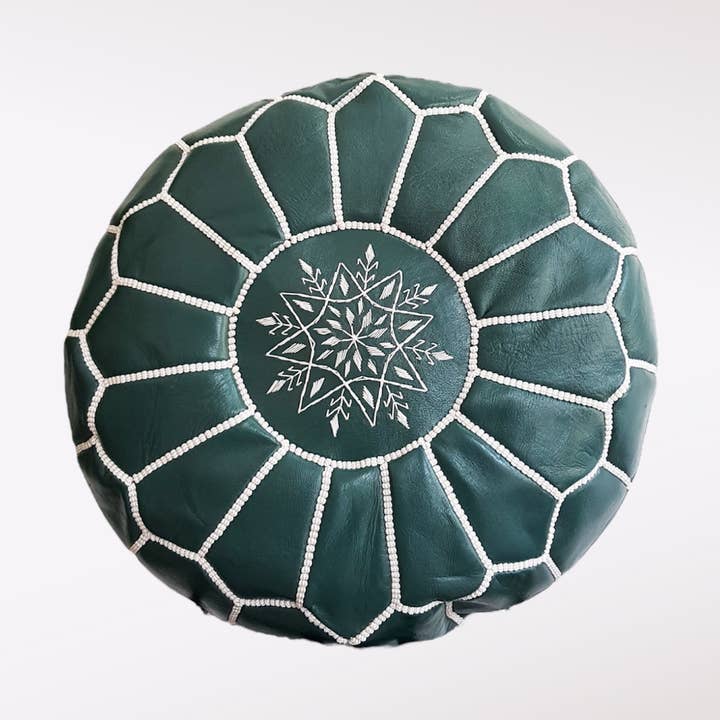 Moroccan Leather Ottoman Pouf   for wholesale by Mikwi