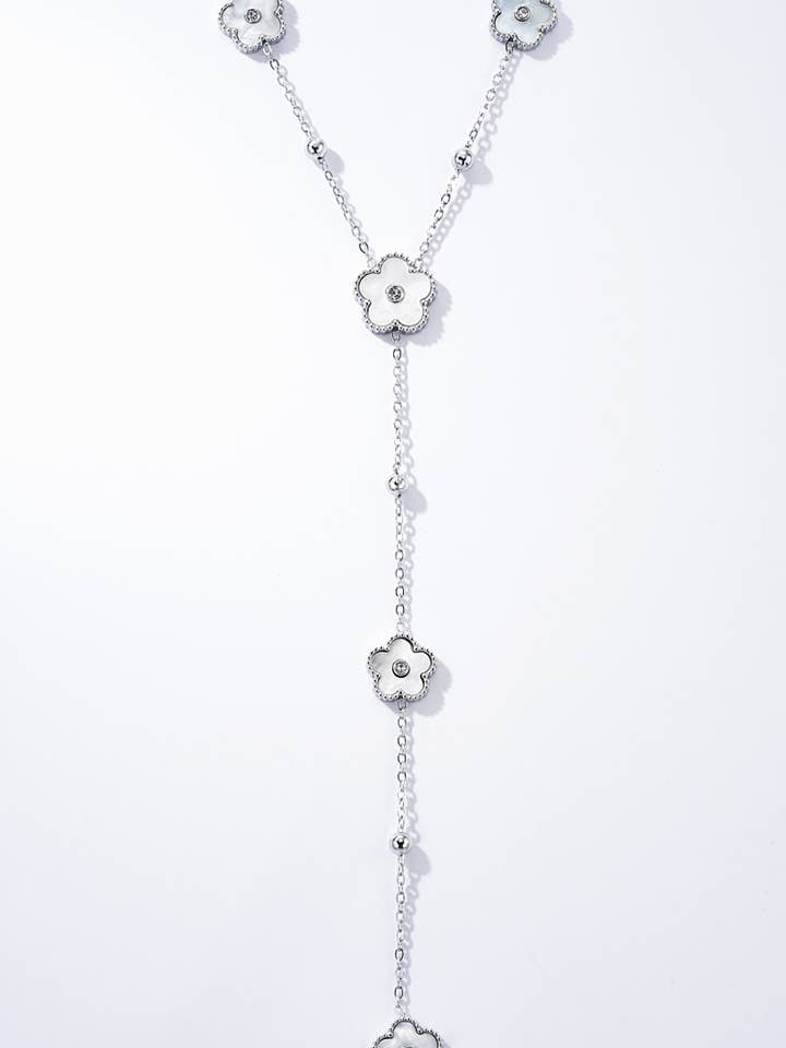 224AQ100 stainless steel flower necklace for wholesale by BYREN | ÉLINE L'ATELIER