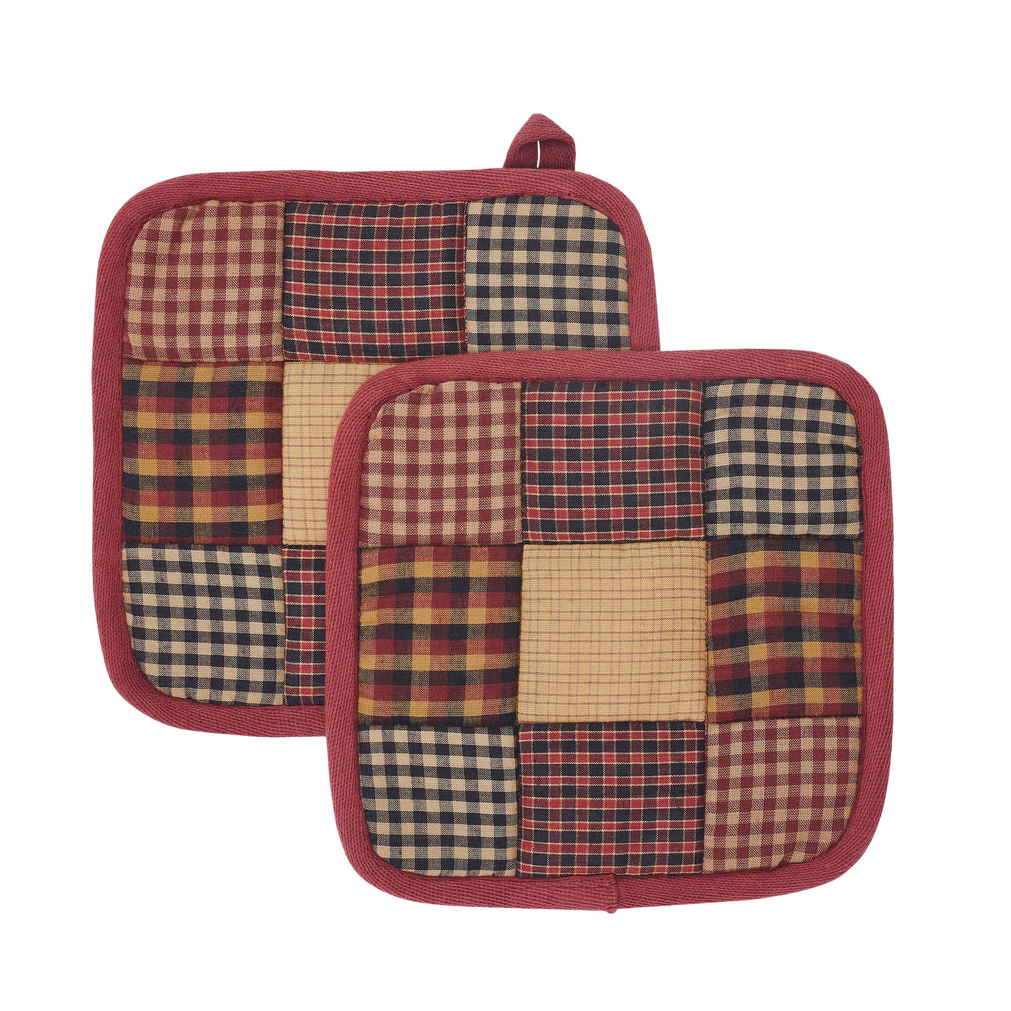 VHC Brands - Vente Gants de cuisine/maniques - Lot de 2 porte-casseroles Primitive Check de Heritage Farms, 8 x 81