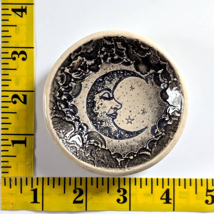 Walton Clay Studio - Wholesale Jewelry Dish - Pottery Dish Bowl - Crescent Moon (Black)