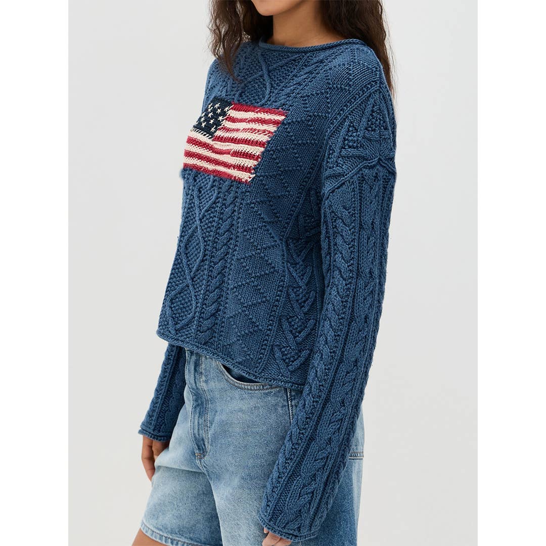 Marina Militare Maglione Vintage a Maglia Bandiera Americana Top Versatile MMY304 in vendita all'ingrosso su Faire2