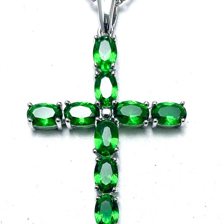 P4236G Mt St Helens Helenite Cross Sterling Silver Pendant for wholesale by Twan Kee Jewelry