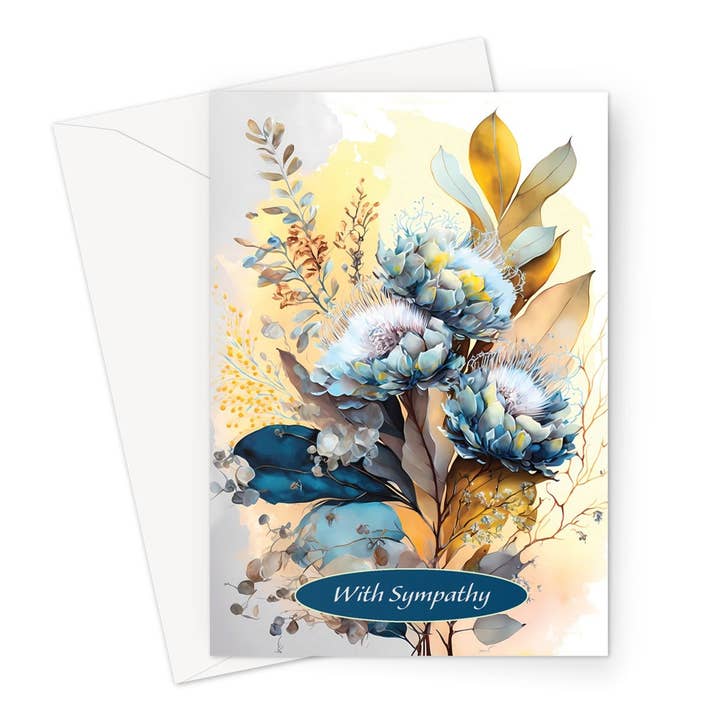 Carte de vœux de condoléances Blue Bouquet pour la vente par Wild And Arty
