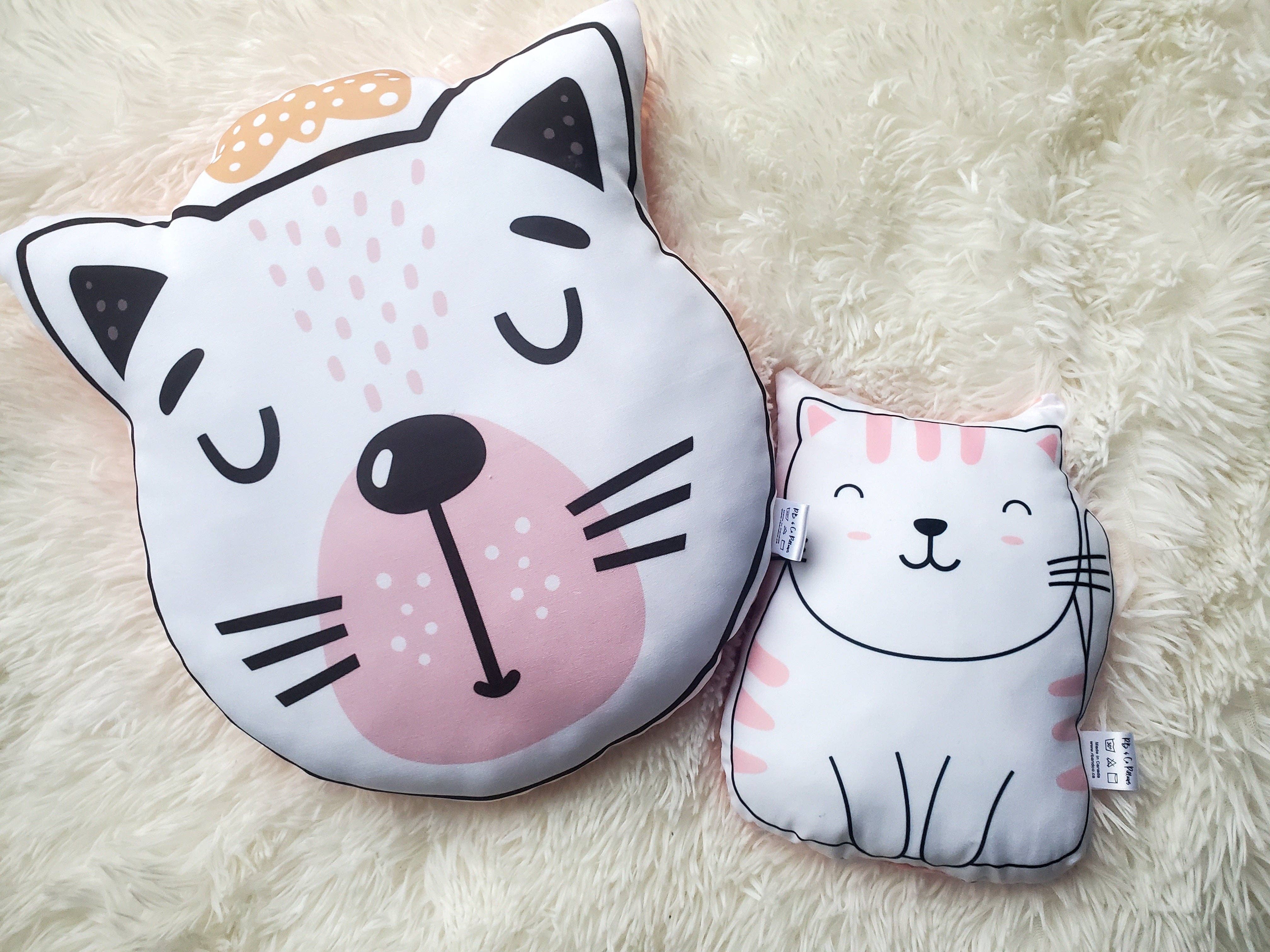 RB & Co. Pillows and Home – Großhandel Zierkissen – Katzen-Wurfkissen, Kinder Dekokissen, neutrales minimalistisches Kinderzimmer-Dekor, Tier-Baby-Raum-Dekoration,2