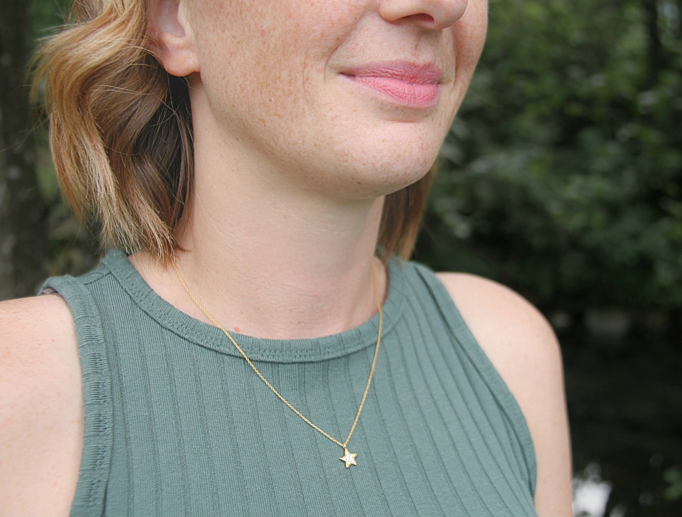 Heart and Lotus Sterling Silver Jewelry - Wholesale Pendant/Charm Necklace - Shining Star Charm Necklace in Gold Vermeil3