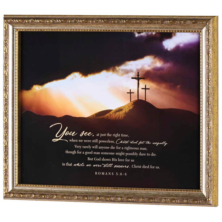 Art mural encadré Christ est mort Romains 5:6-8 pour la vente par Dicksons