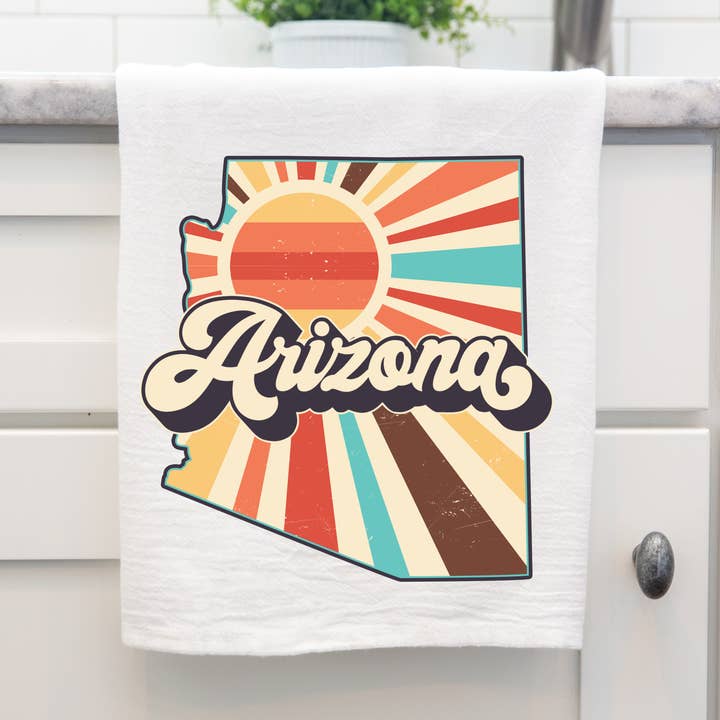 Retro Arizona Kitchen Towel for wholesale by Love You a Latte Shop
