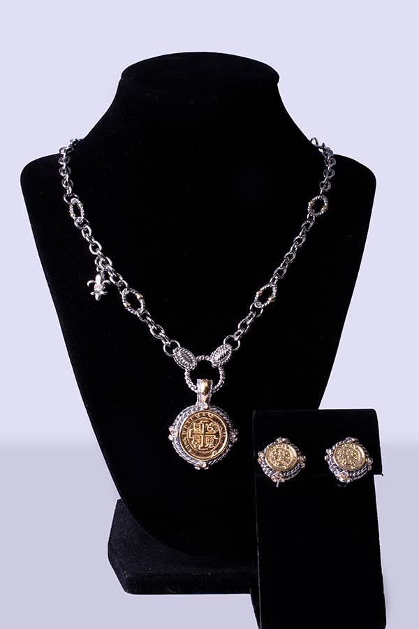 My Best Kept Jewelry - Wholesale Jewelry Set - French Coin Necklace & Earring Set1