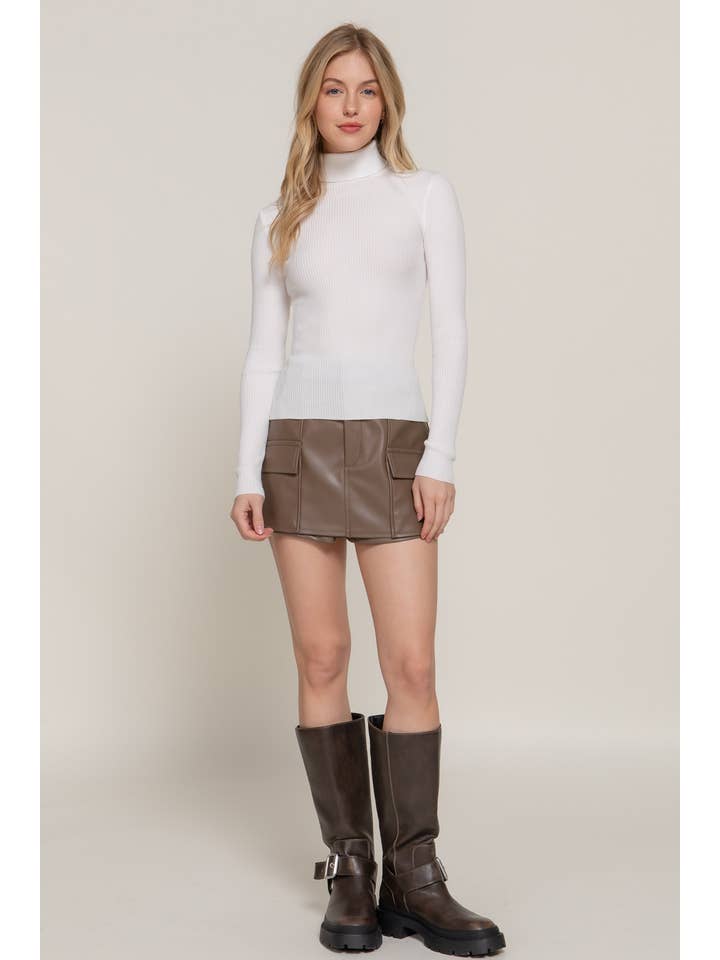 Active Basic | Active USA - Wholesale Knit Sweater - Women's - Long Sleeve Turtle Neck Fitted Viscose Rib Sweater Top60