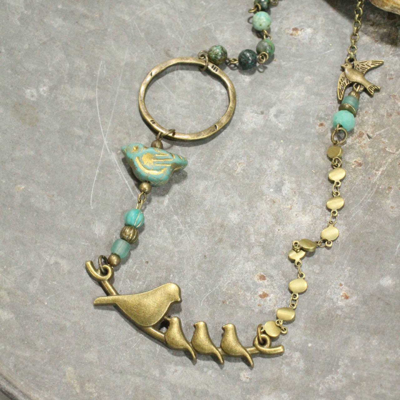 The Primitive Peddler, Inc. - Wholesale Pendant/Charm Necklace - Flocked Together Jade Czech Necklace3