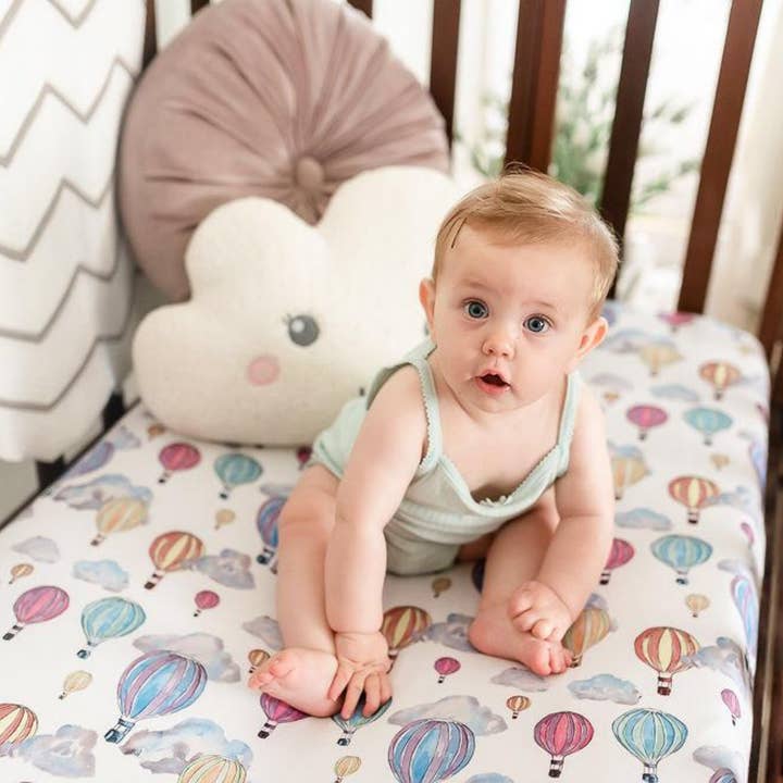 The Gilded Bird Ltd - Wholesale Cot/Crib Sheets - Balloon Festival Fitted Crib Sheet