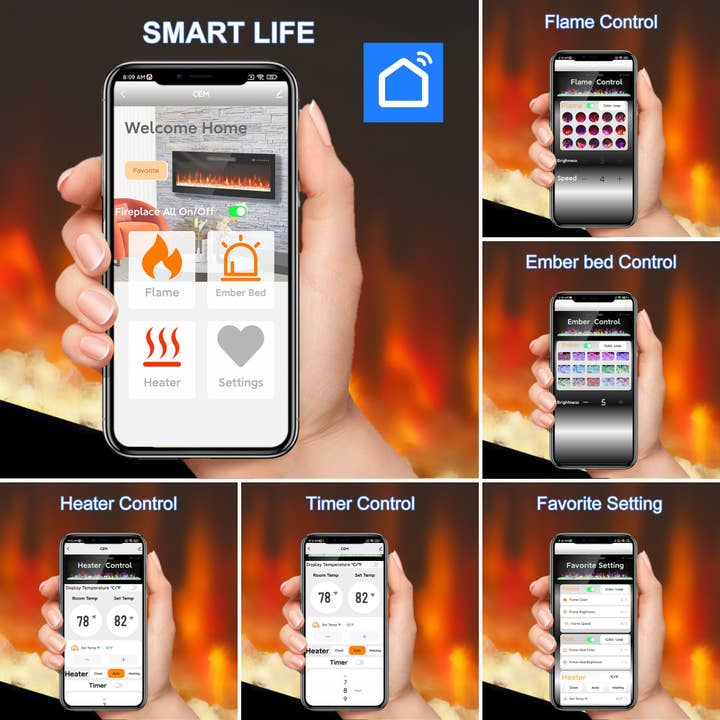 39F Inc. - Wholesale Console Table - 70 inch Fireplace TV Stand for TVs up to 70',with 60'smart Electric Fireplace,white4