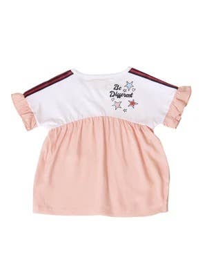Kinderkind - Wholesale T-Shirt - Kids - Girls Color Block Top with Ruffle Sleeve1