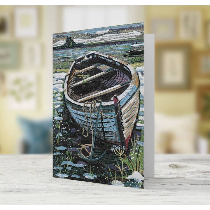 Confezione da 6 Biglietti di Auguri A6 "Passeggiata Invernale in Barca" per la vendita all'ingrosso da parte di Jamie Poole