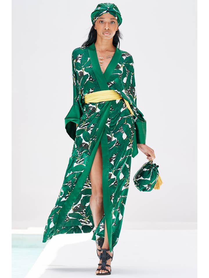 Emerald Palms Miami Palma Silk Kimono for wholesale on Faire0