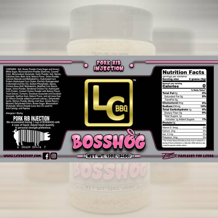 LC BBQ - Wholesale Rub - BossHog - Competition Pork Injection - 12 oz Shaker1