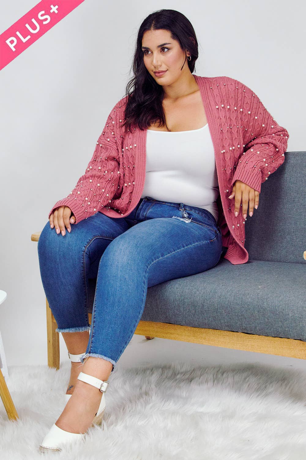 Davi & Dani - Wholesale Cardigan - Women's - PLUS PRINTED LONG SLEEVE CARDIGAN14