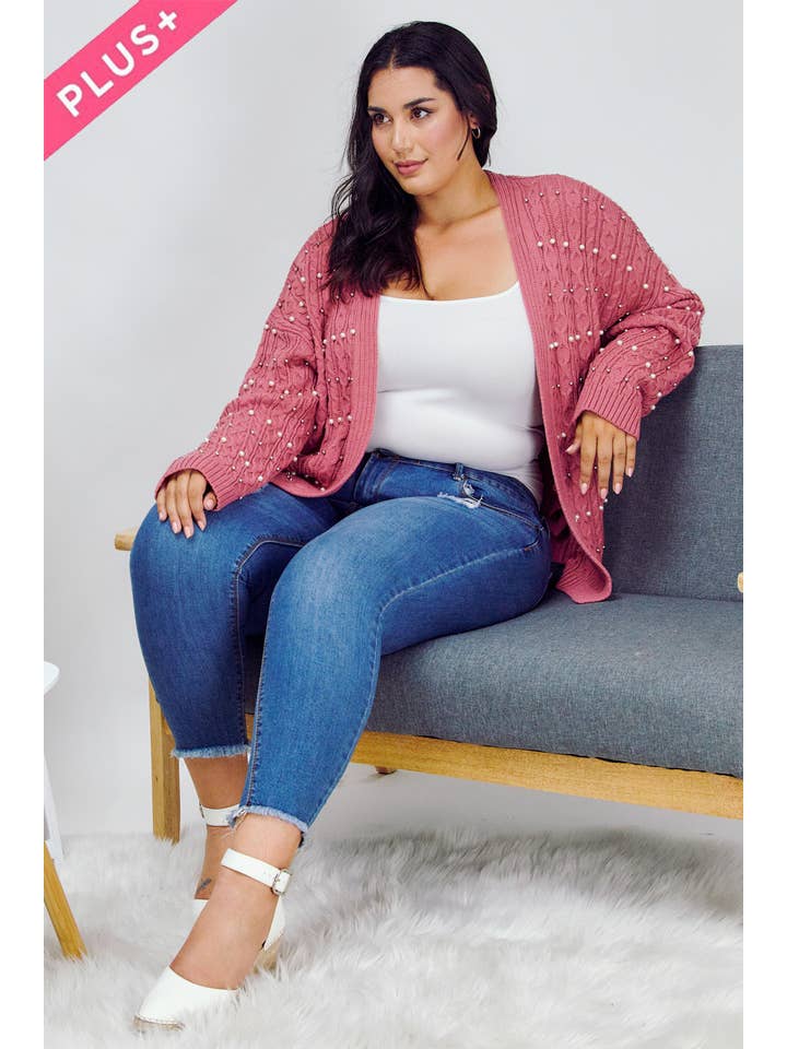 Davi & Dani - Wholesale Cardigan - Women's - PLUS PRINTED LONG SLEEVE CARDIGAN14