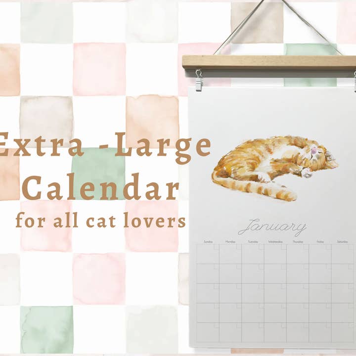 Calendário de Parede Extra Grande SEM DATA com Suporte Magnético para Poster - GATO por atacado de Triple Studio