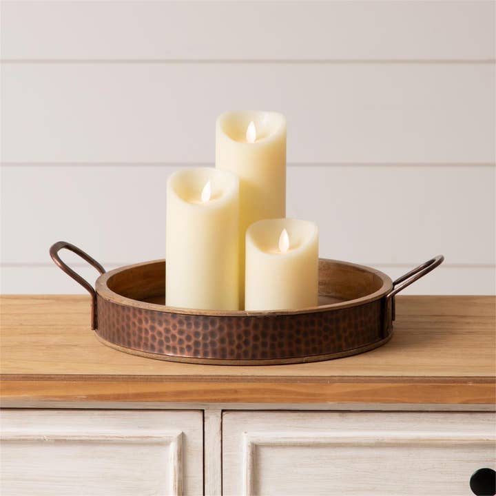 Audrey's Home & Gift - Wholesale Decorative Tray - Tray - Round Wood With Dimpled Copper (PC)