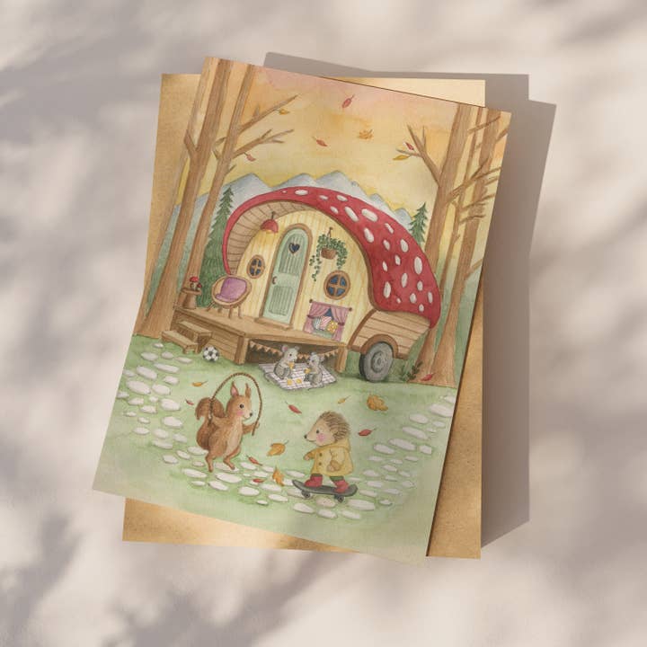 Appeloogje - Wholesale Everyday Greeting Card - Postcard playing outside1