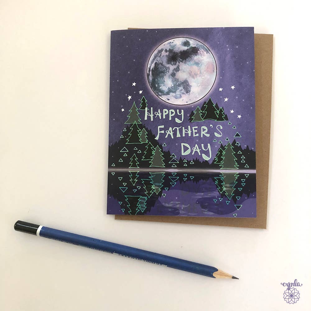 Cynla - Wholesale Father's Day Card - Father's Day Moon Card -  stars dad lake trees fathers day3