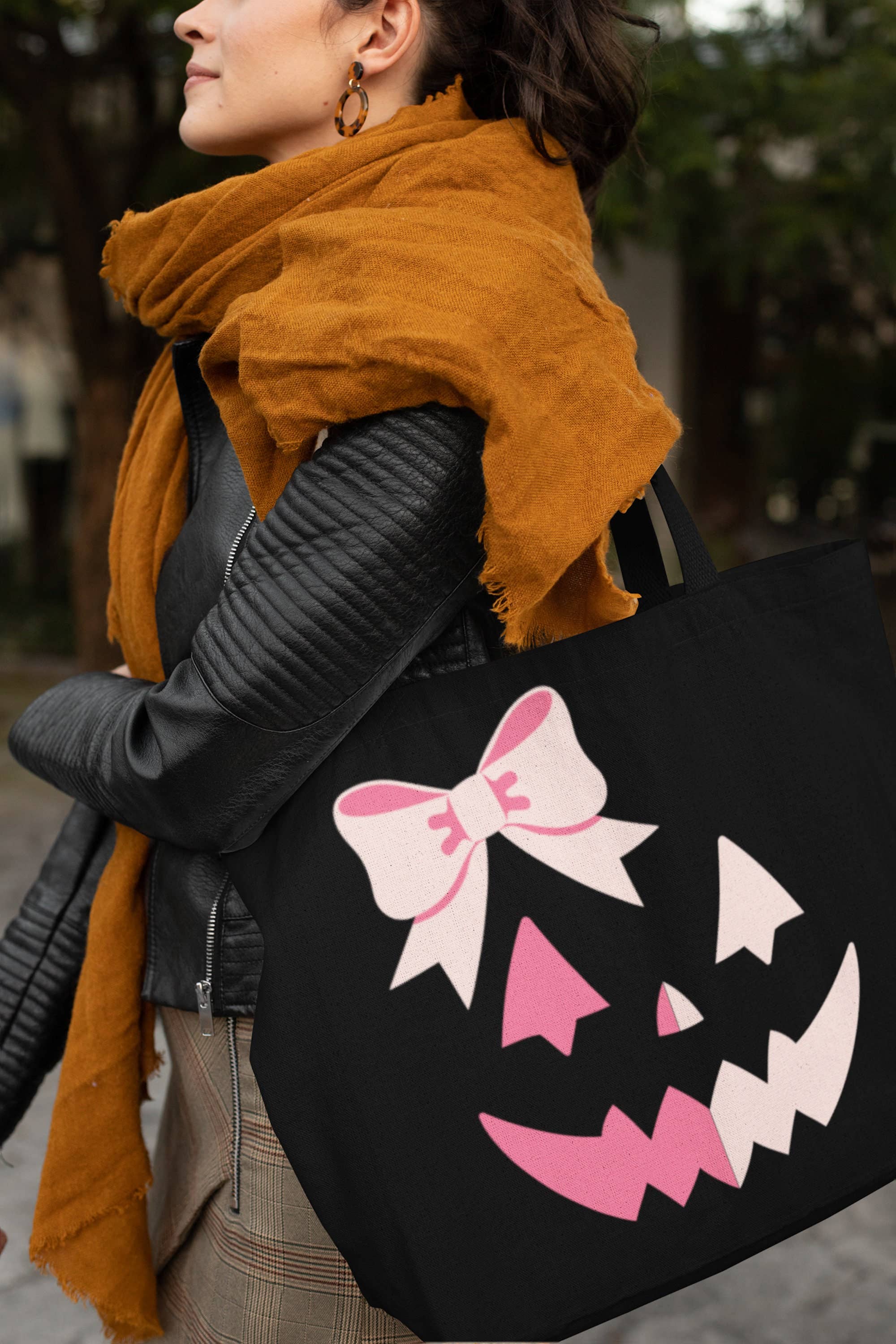T O T A L I Z A D O R E S - Wholesale Tote Bag - Women's - Pink Pumpkin Halloween Tote Bag Trick or Treat Candy Bag6