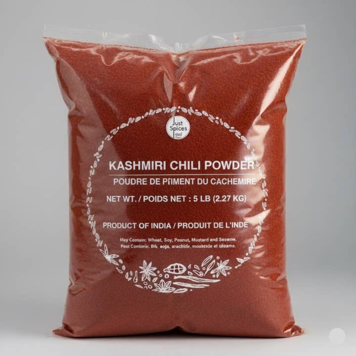 Mild Rød Chili Pulver | Kashmiri Rød Chili Pulver | 5 lb Pck for engroshandel hos Just Spices Corporation