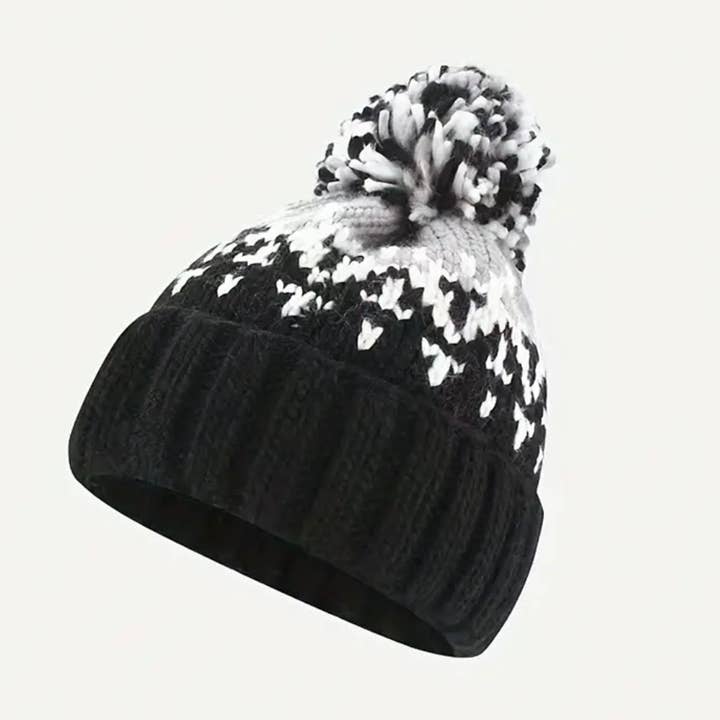 Gestrickte Mütze - Schwarz & Grau für den Großhandel von Tiny Sparrow Designs