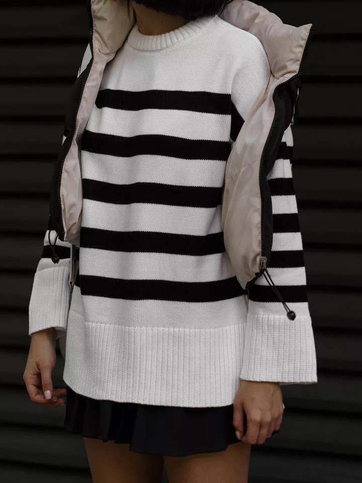 Masyal - Wholesale Knit Sweater - Women's - Oversized Striped Sweater #24