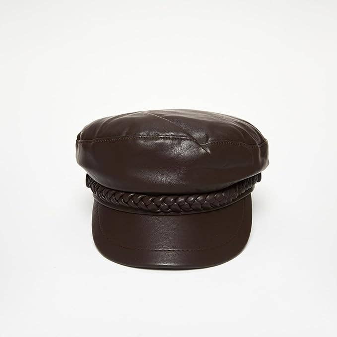 Funky Junque - Wholesale Newsboy/Schoolboy Hat - Unisex - Leather Greek Fisherman Hat - Brown1