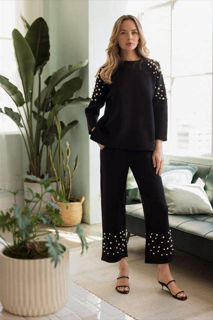 Joh Apparel - Wholesale Knit Top - Women's - Fiona Stretch French Scuba Pearl Top1