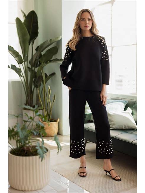 Joh Apparel - Wholesale Knit Top - Women's - Fiona Stretch French Scuba Pearl Top1