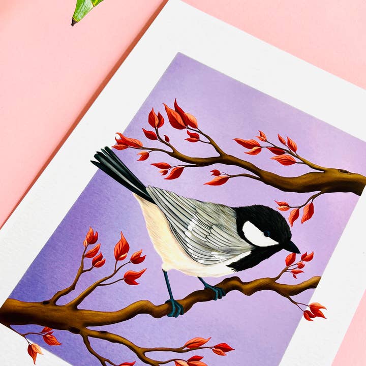 Coal Tit Autumn Art Print for Nature Lovers for wholesale by Pixiecraft