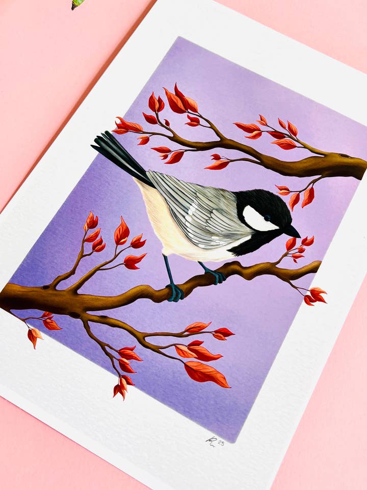 Coal Tit Autumn Art Print for Nature Lovers for wholesale by Pixiecraft